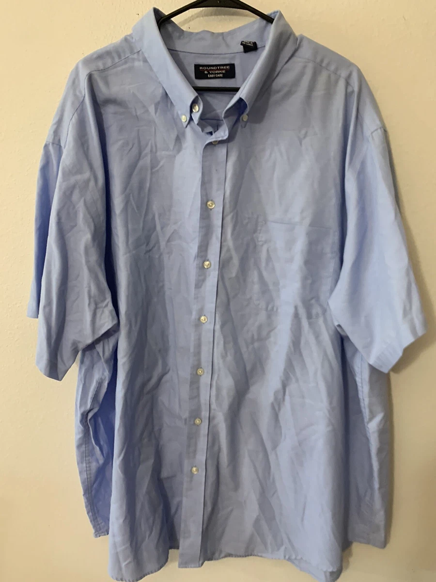 Roundtree Yorke Easy Care Men s Big Size 4XT Blue Solid Short Sleeve Shirt