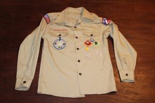 Boy Scouts of America BSA Youth Shirt Medium  No Size Long Sleeve Tan