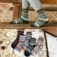 5 Pack Men Casual Wool Cashmere Warm Thick Design Retro Sports Fashion Socks Lot