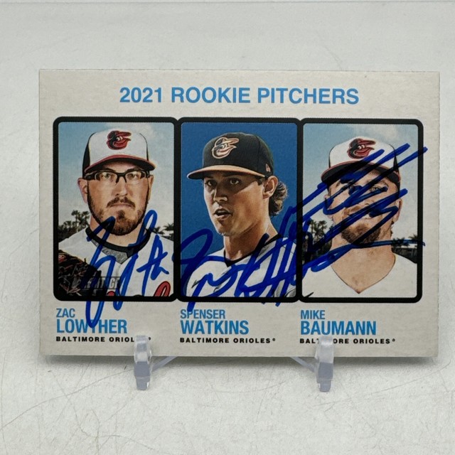 2022 Topps Heritage Zac Lowther Spenser Watkins Mike Baumann #72 Rookie SIGNED