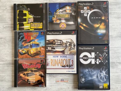 SONY PS 1  2 Runabout 1 2 3 & Vigilante 8 side-by-side & Shutokou Battle 0 & 01