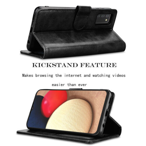 Funda billetera de cuero con soporte para tarjetas abatible con soporte para teléfono para teléfono para Samsung Galaxy A02S - Imagen 29 de 41