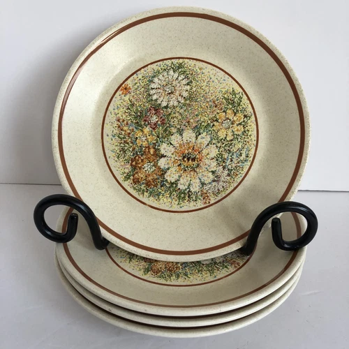 Lenox TemperWare Magic Garden Salad Plates 8" Round Stoneware USA 1970s Set of 4