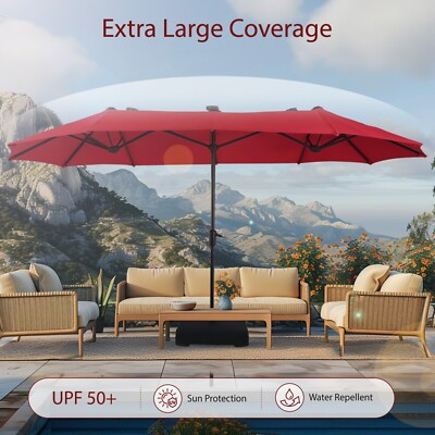 13 ft patio umbrella 13ft 2 Tier Double-Sided Patio Vented Umbrella with Base