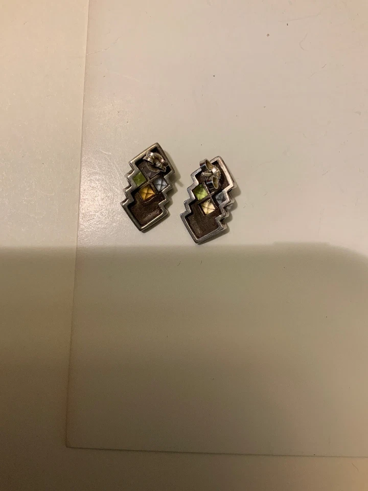 Pendientes vintage de plata de ley con piedras de color marcasita Foto 4 de 4