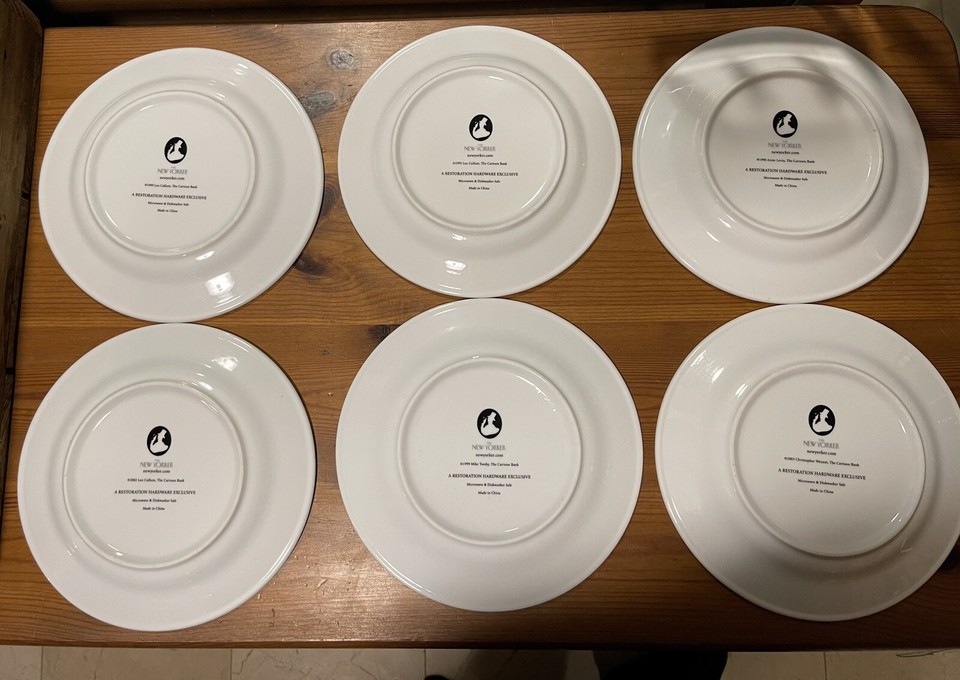 6 Restoration Hardware New Yorker Wine & Cheese Cartoon Salad Dessert