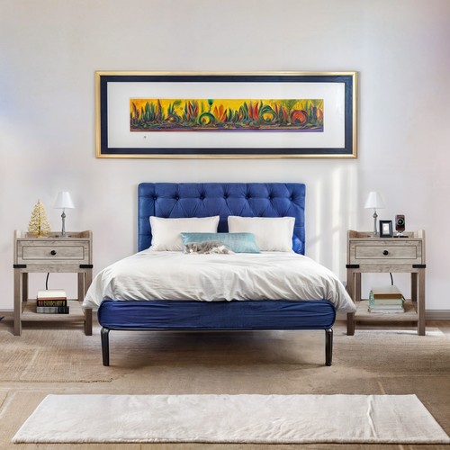 Charging Station Nightstand Bedroom with Drawer Table Storage Shelf Living Room - Picture 5 of 10