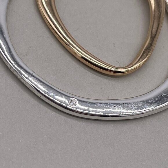 Double Circle Dangle Drop Earrings Silver Tone Bo… - image 4