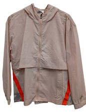 Adidas Womens Multi Sport Windbreaker Jacket Medium Ash Pearl Hooded Full Zip