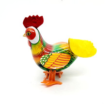Vintage Tin Litho Rooster Windup Toy