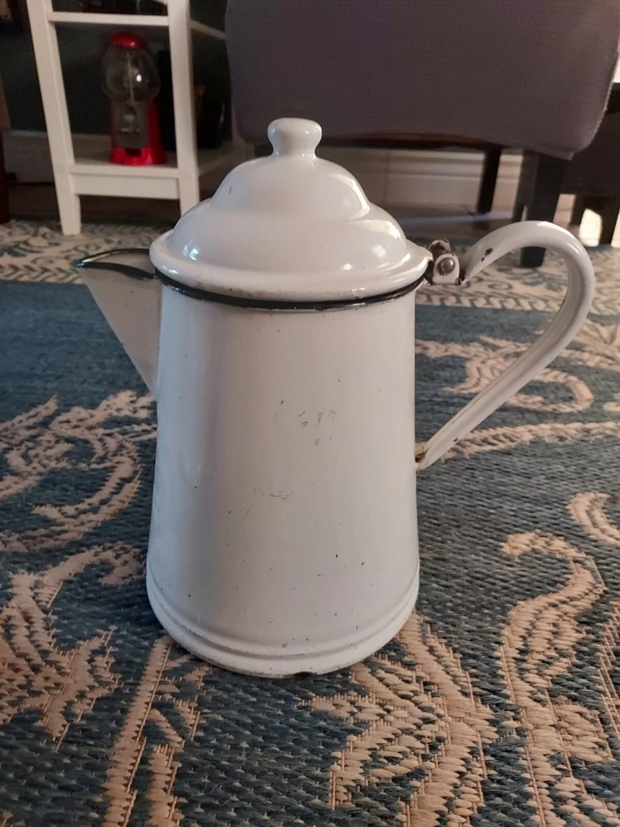 Enamel Coffee Pot in White