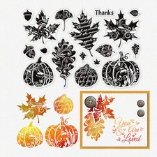 Autumn Leaves and Fall Pumpkin Silicone Clear Stamps for DIY Scrapbooking, Card