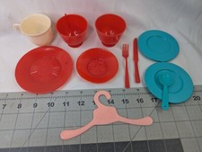 Plasco Toy Cup Saucer Knife Fork Lot Extra Vintage