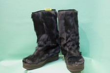 Alte Fell Stiefel schwarz vintage echt ca Gr 42 Gstaad warm Winter retro