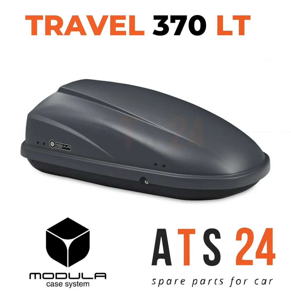 BOX BAULETTO DA TETTO AUTO 370 LT GRIGIO OPACO BOX MODULA TRAVEL 139X71X48 75KG