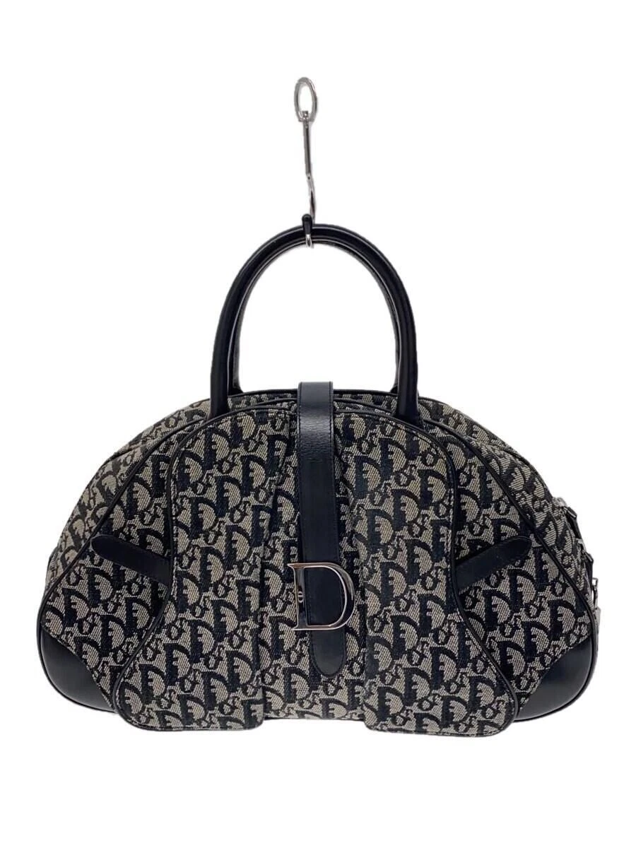 Sac à main Christian Dior trotteur double selle toile teintée noir occasion