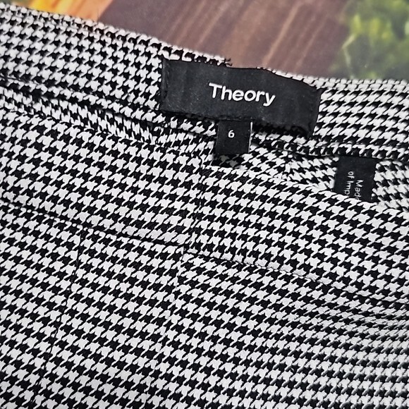 Theory Houndstooth Patterned Crop Pants Size 6 - image 3