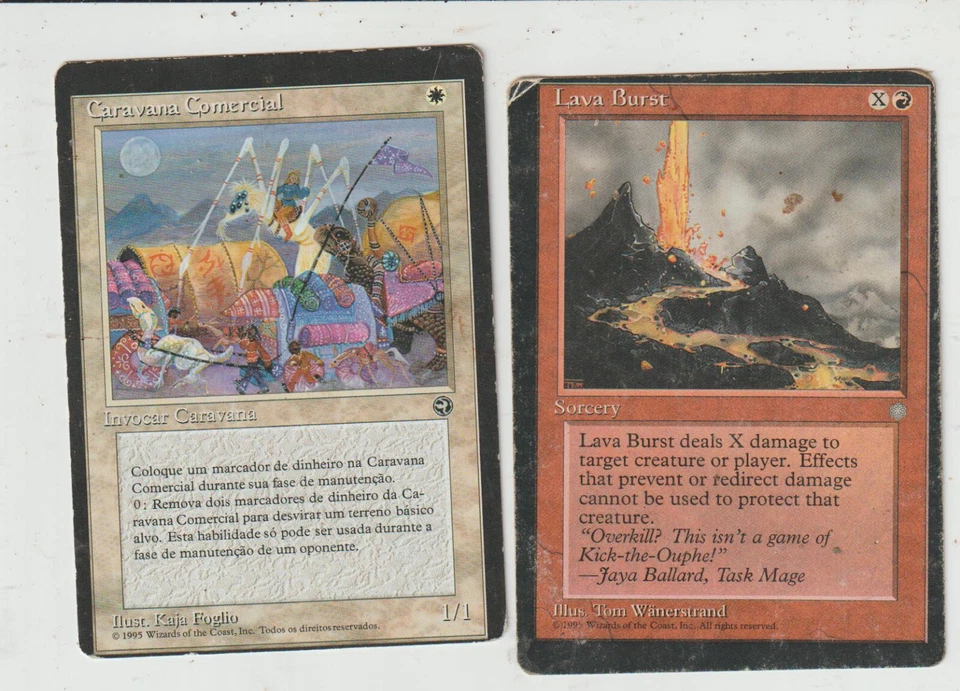 x2 cartes MISCUT ! Trade Caravan Portugais + LAVA BURST English MAGIC MTG GOOD - Photo 1/1