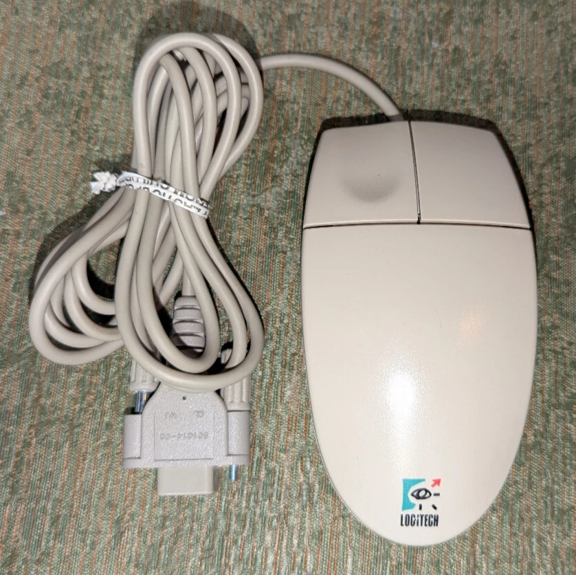 LOGITECH SERIAL Wired Mouse Corded Trackball BEIGE PS2 2 Button M-M34 - Image 2 of 4
