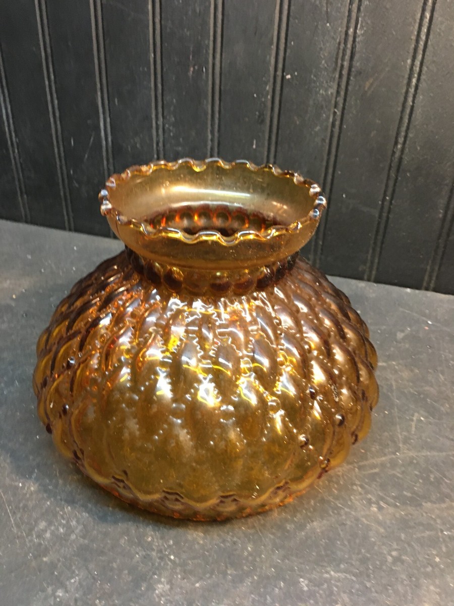 Brooke Crescent Amber Glass Shade Quilted Diamond 7