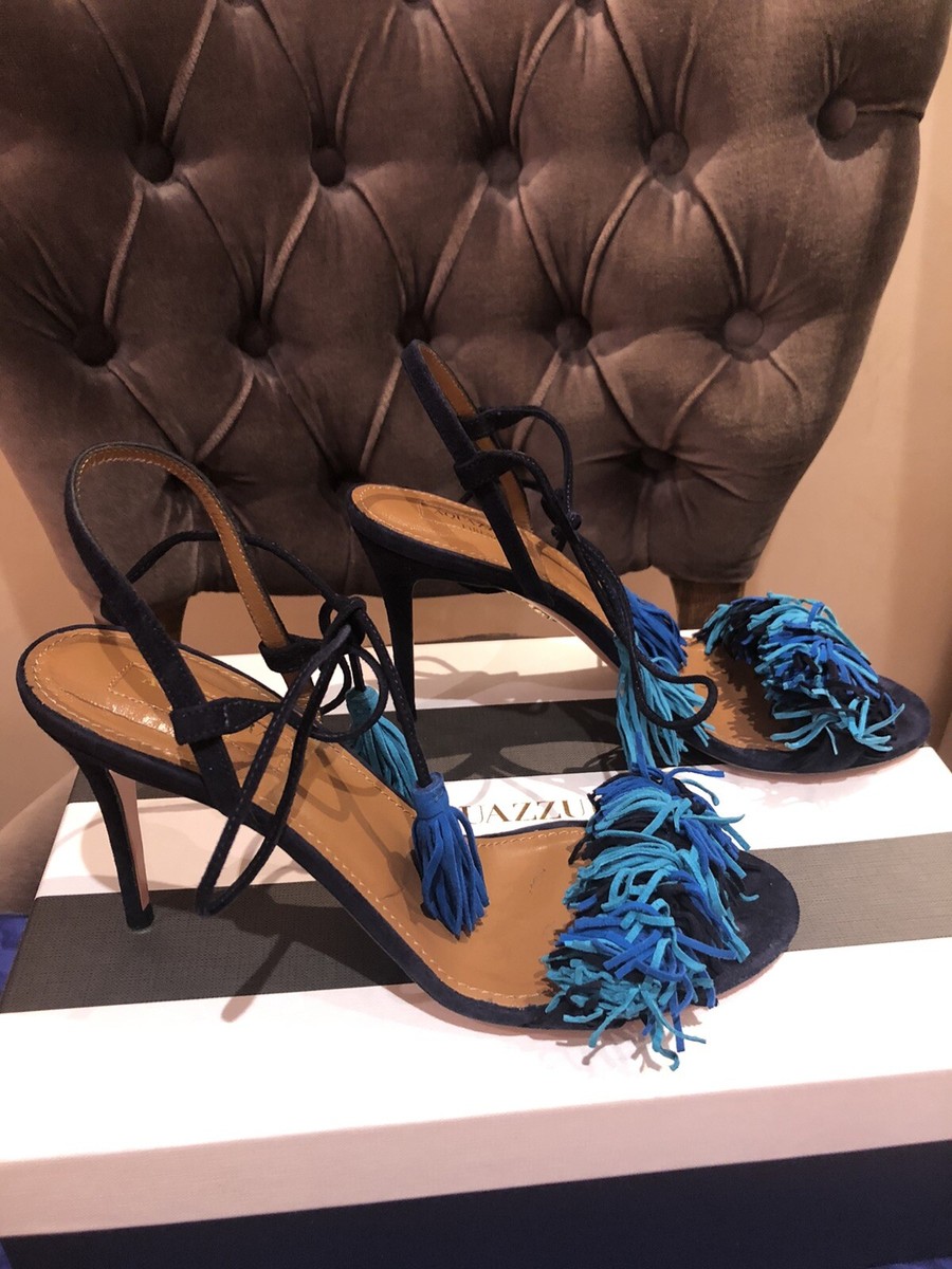 Aquazzura Wild Thing 85 multi blue sandals suede 36