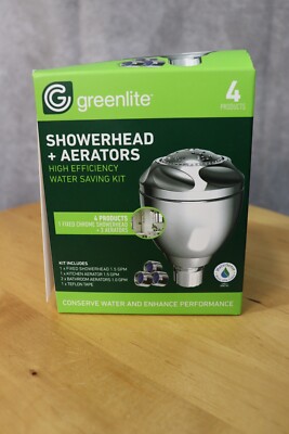Greenlite Water Saving Kit 1 Showerhead, 2 Bathroom Aerators, 1 Kitchen Aerator