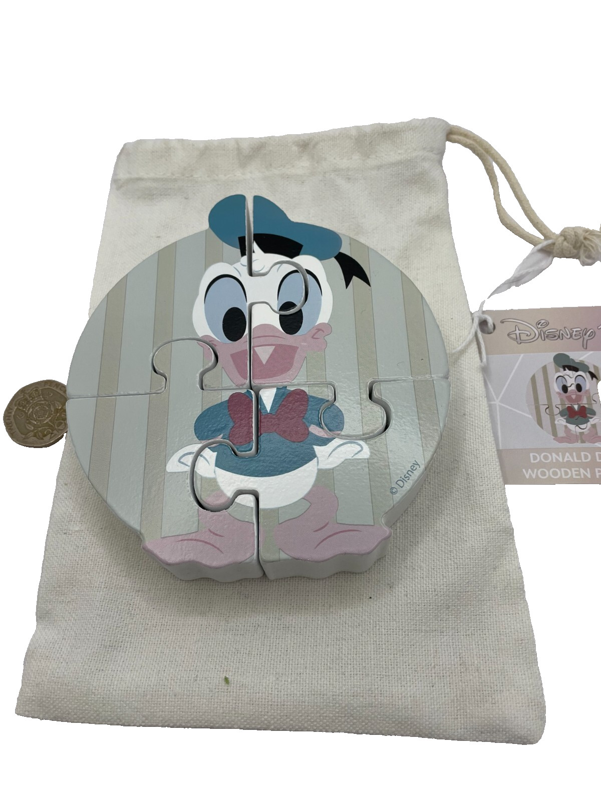 Disney Donald Duck Chunky 4pc Puzzle Toy Suitable Age 1 - 3 Wooden Toy