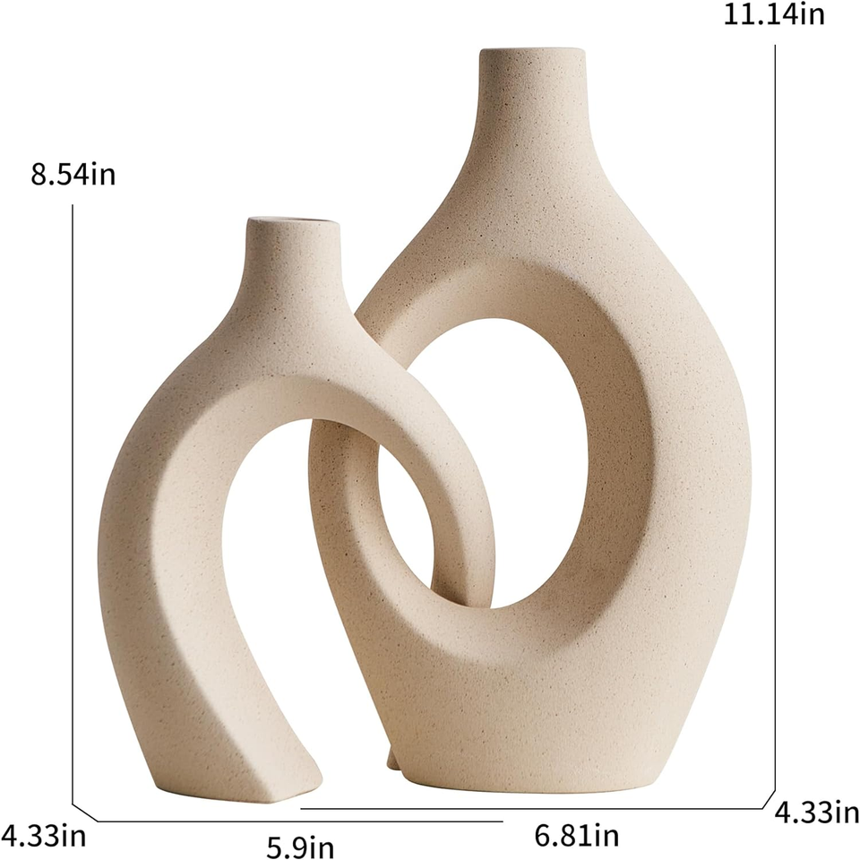 Tall White Ceramic Flower Vases Crossed Flower Vase Set of 2 Modern