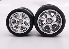 Hot Wheels 6 Spoke Rubber Tire 10 sets 10/12 mm CHORME for 1:64