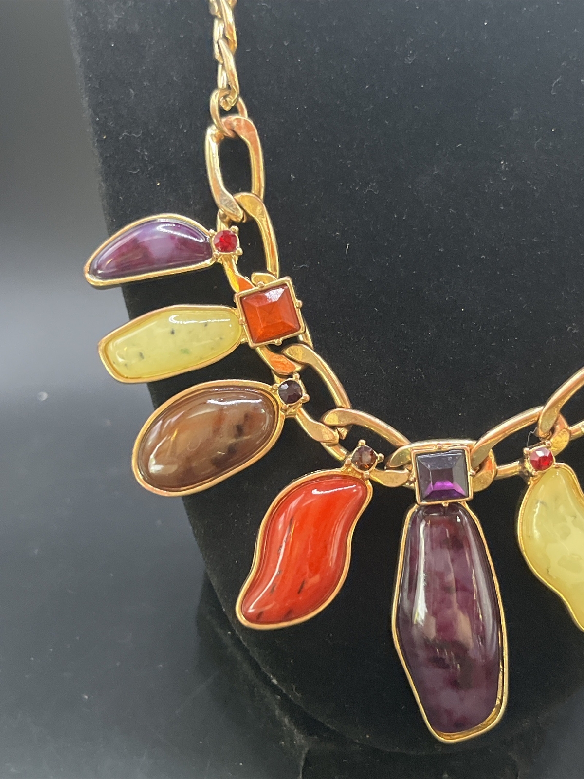 Multi Coloreyfaux Stone Statement Pendent Necklace - image 3