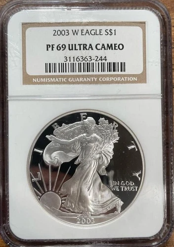 2003 W NGC PF69 ULTRA CAMEO American Silver Eagle Proof $1