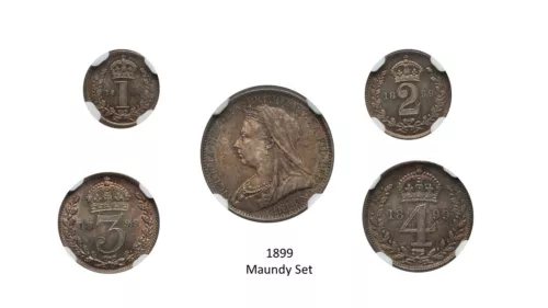 Great Britain 1899 Victoria Silver Maundy Set NGC Nicely Toned Matched MS65