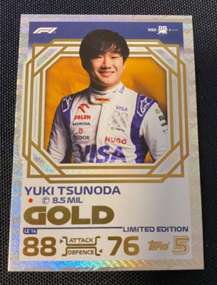 Topps Turbo Attax 2024 Formula 1 Yuki Tsunoda Gold Limited Edition LE 14