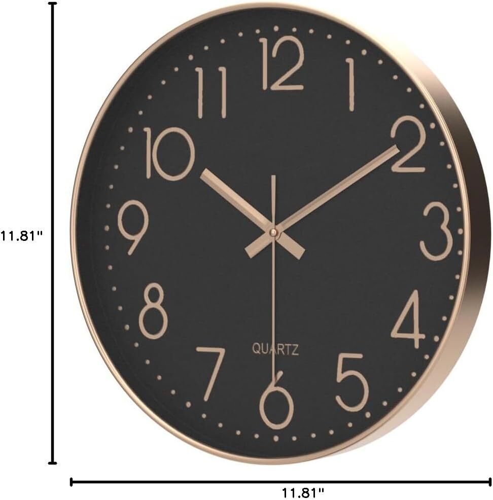 Silent Wall Clock 12 Inch Nonticking Wall Clocks Battery Operated For Living Roo