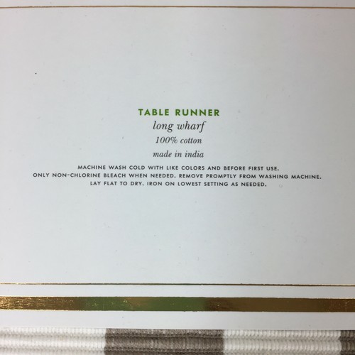 Kate Spade long wharf table runner woven cream tan stripe farmhouse 15 x 72 N - Picture 3 of 6