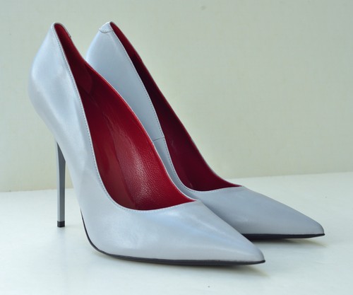 1969 Made in Italy. Gray leather stiletto pumps, red insole, Anouk 14 US, 45 EU - Picture 7 of 18