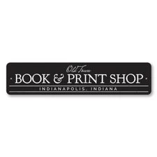 Custom Book & Print Shop Sign Personalized Old Town City State Name Wall Decor