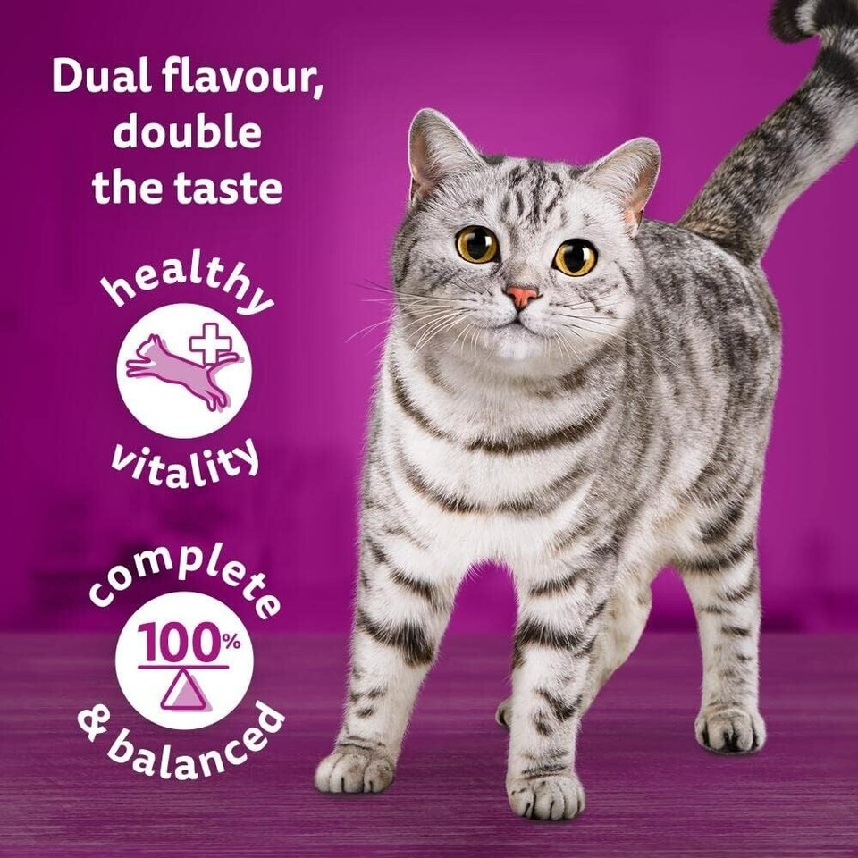 40 x 85g Whiskas 1+ Duo Surf & Turf Mixed Adult Wet Cat Food Pouches in