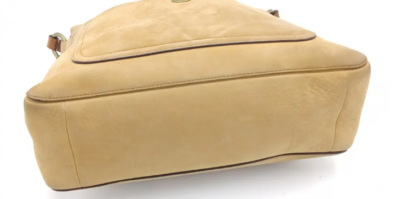 Coach Vintage Turn Lock Beige Suede Shoulder Bag w/Leather