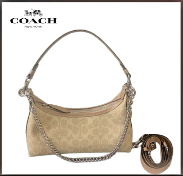 COACH CAM26 Juliet Shoulder Bag 25 Signature Canvas Khaki Beije