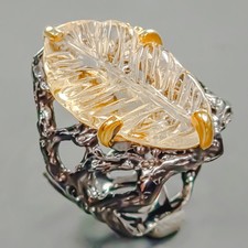 Handmade 16 ct Natural Citrine Ring 925 Sterling Silver Size 7 /R427304