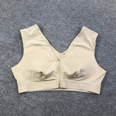 Tommie Copper Shoulder Support Sports Bra Womens 2XL Beige Zip Front Znergy