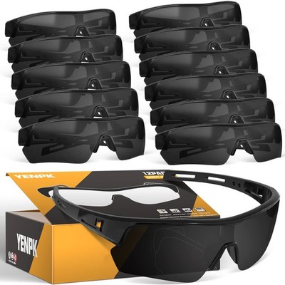 12 Pack Tinted Safety Glasses for Men Women, Safety Goggles Impact Resistant,...