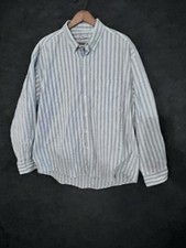 Blue Skies XL Button Down Shirt Striped Made In USA Thick Cotton Vtg