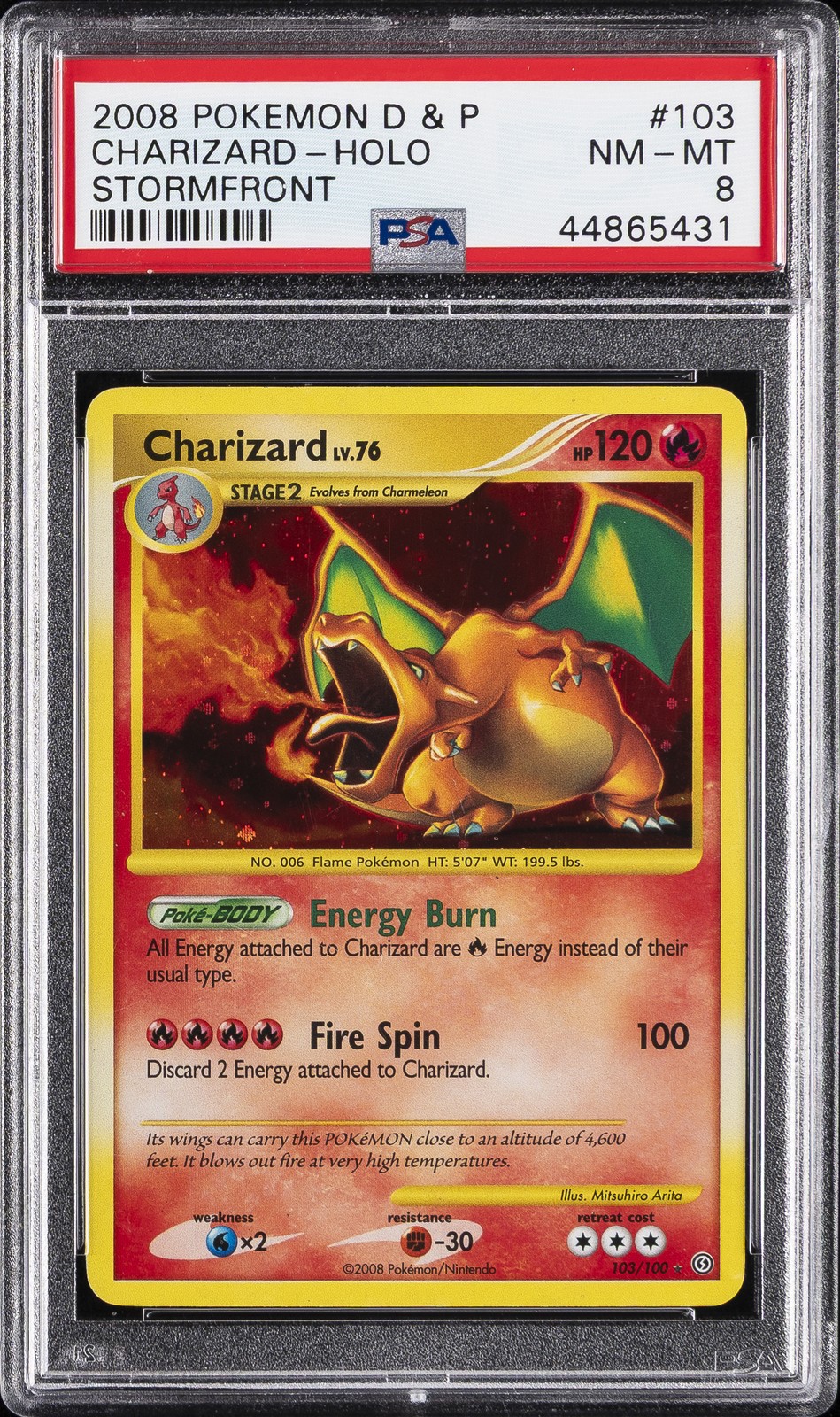 2008 POKEMON DIAMOND & PEARL STORMFRONT #103 CHARIZARD-HOLO PSA 8