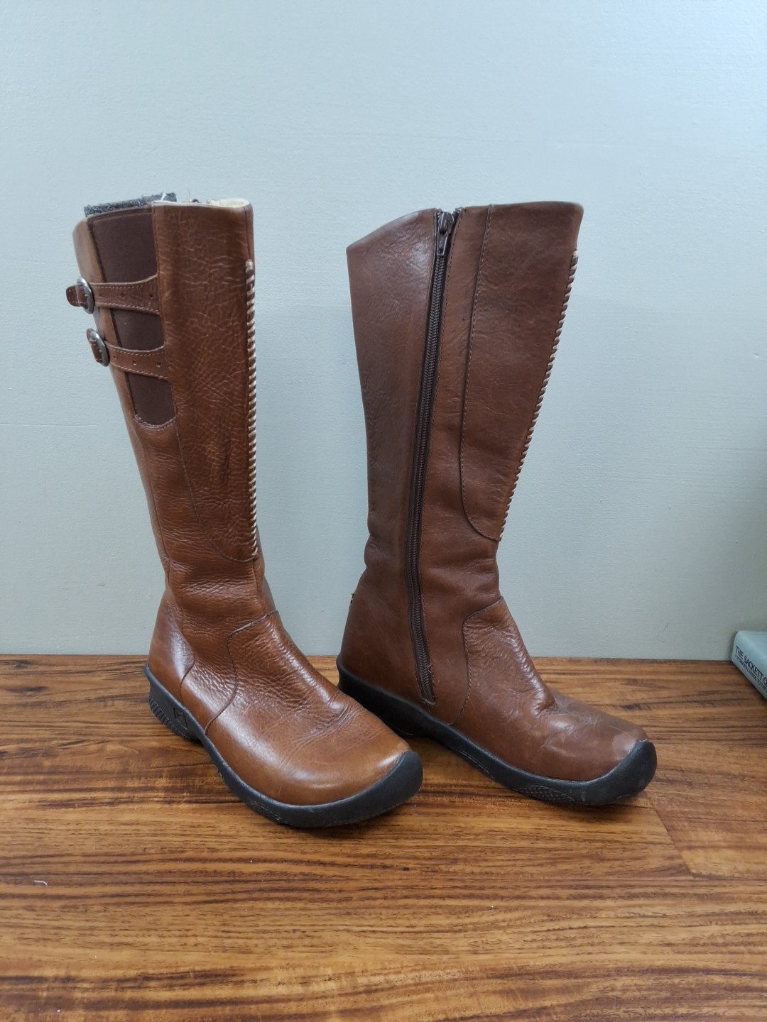 Stivali Keen Bern Baby Bern donna 6 5 pelle marrone alti al ginocchio fibbia equitazione