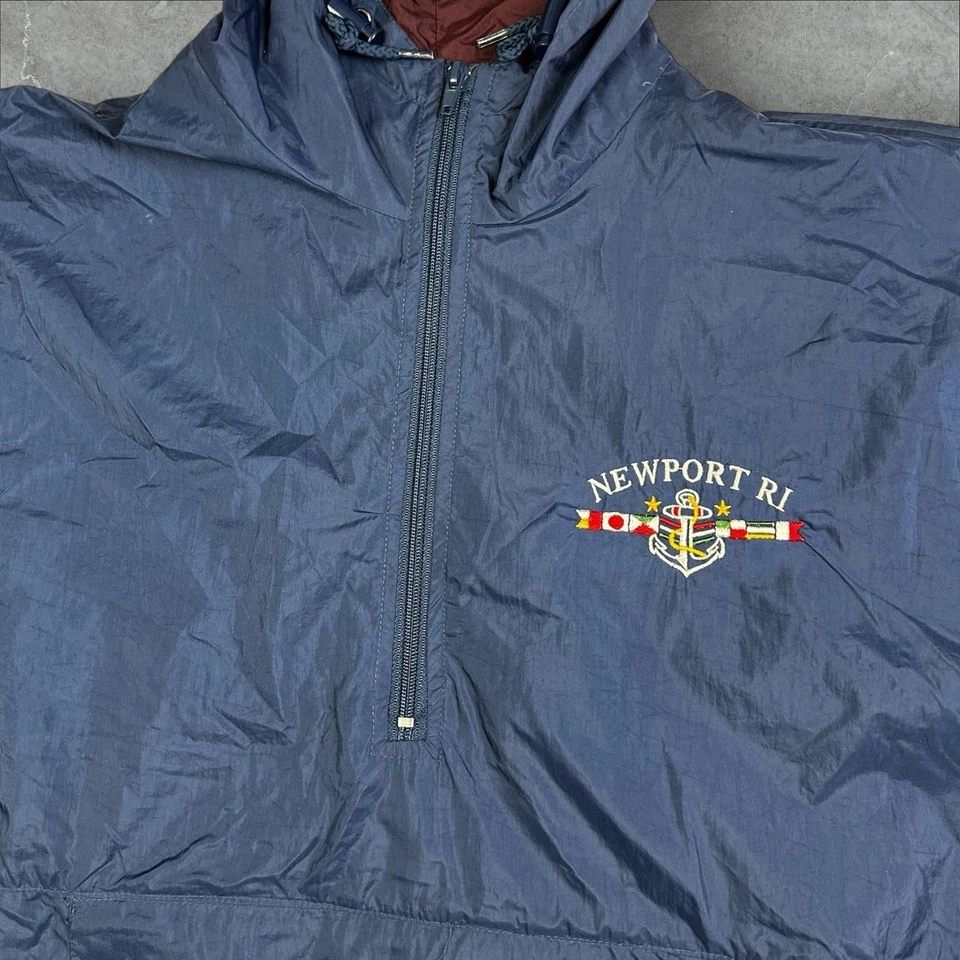 Chaqueta Pullover Rompevientos Vintage Harvard Square Newport RI Azul Marino L Foto 2 de 3