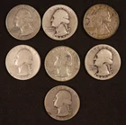 Lot of 7 - Silver Washington Quarters (1940-1964) - G-AU - Nice Details-Lot #10