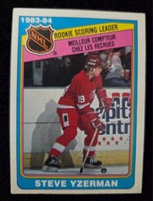 1984-1985 O Pee Chee Steve Yzerman ROOKIE SCORING LEADERS Card#385 NM. rookie card picture