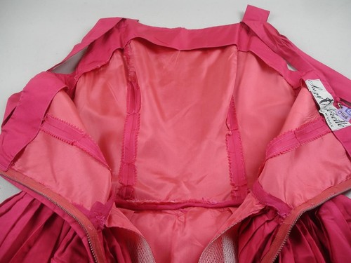 Damen Gr. XS Vintage 60er Jahre Suzy Perette New York Fuschia Pink Bubble Kleid Plissee - Bild 9 von 15